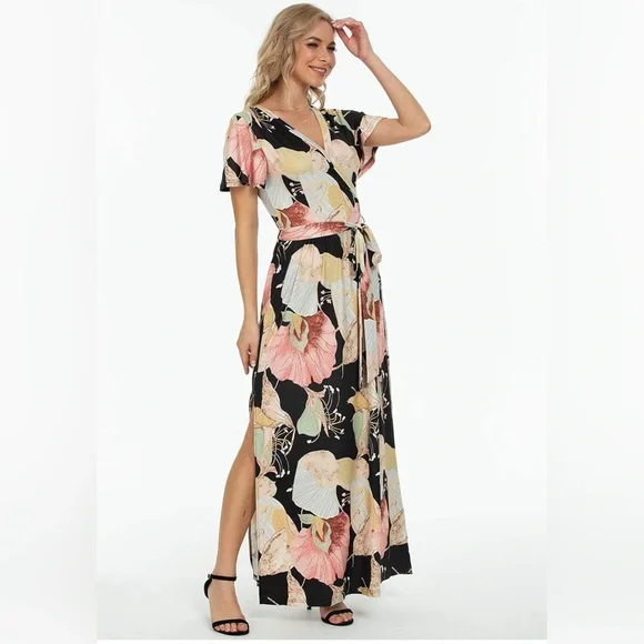 long sleeve low back maxi dress Nomad Low Back Maxi Dress